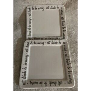 Simple Serve by Ciroa  Square Dessert Appetizer Tray 6" x 6" White Gray Cursive